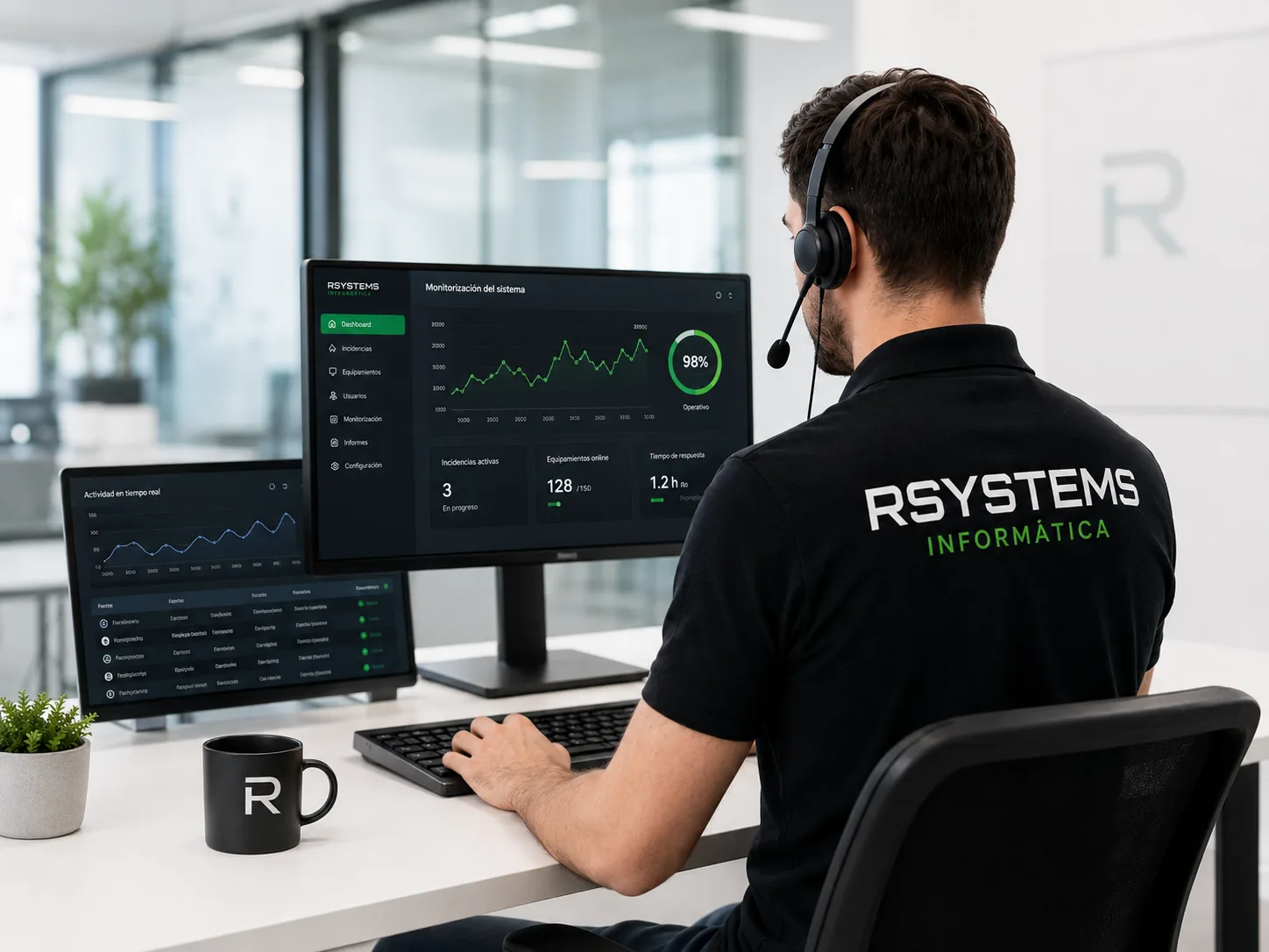 Tècnic de R-Systems Girona oferint suport informàtic